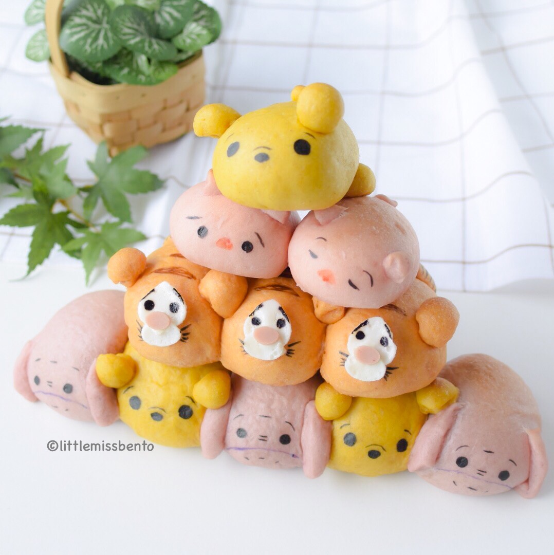 [Recipe] Pooh Tsum Tsum Bread - Little Miss Bento